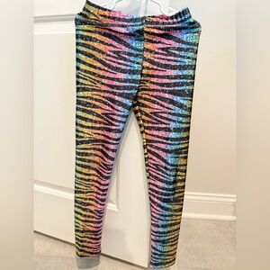 Pixielane Sparkly Multicolor Zebra Kids Leggings